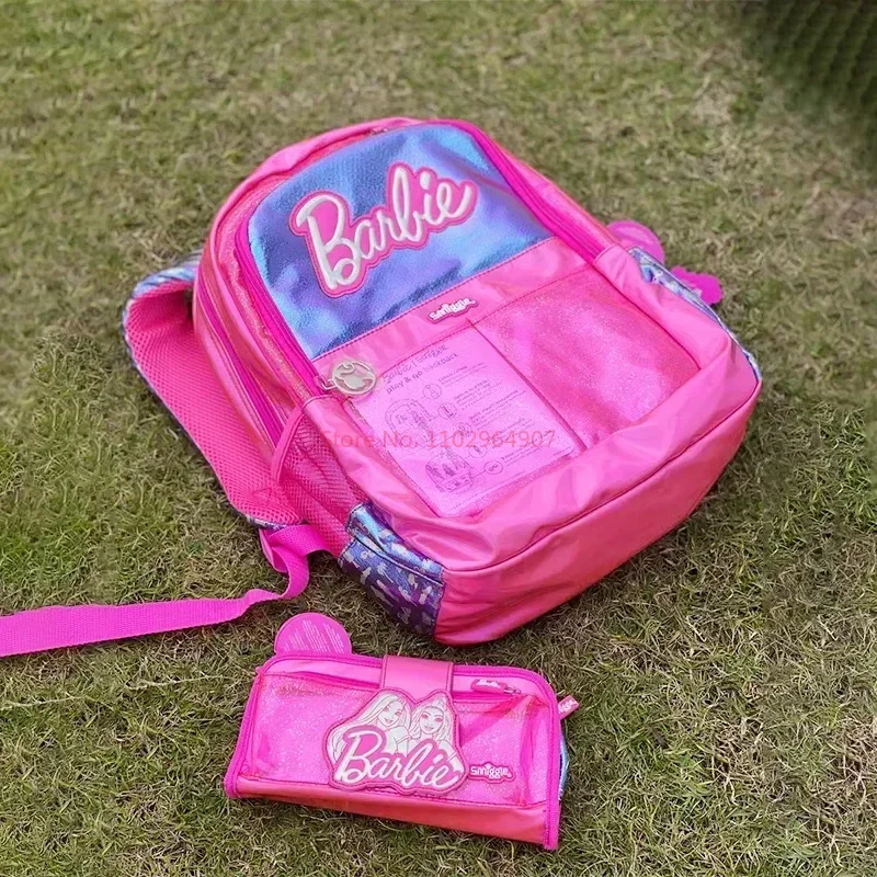 Oryginalne dziewczyny Barbie różowy australijski Smiggle plecak kubek na wodę artykuły papiernicze torba na lunch piórnik wózek ręczny plecak