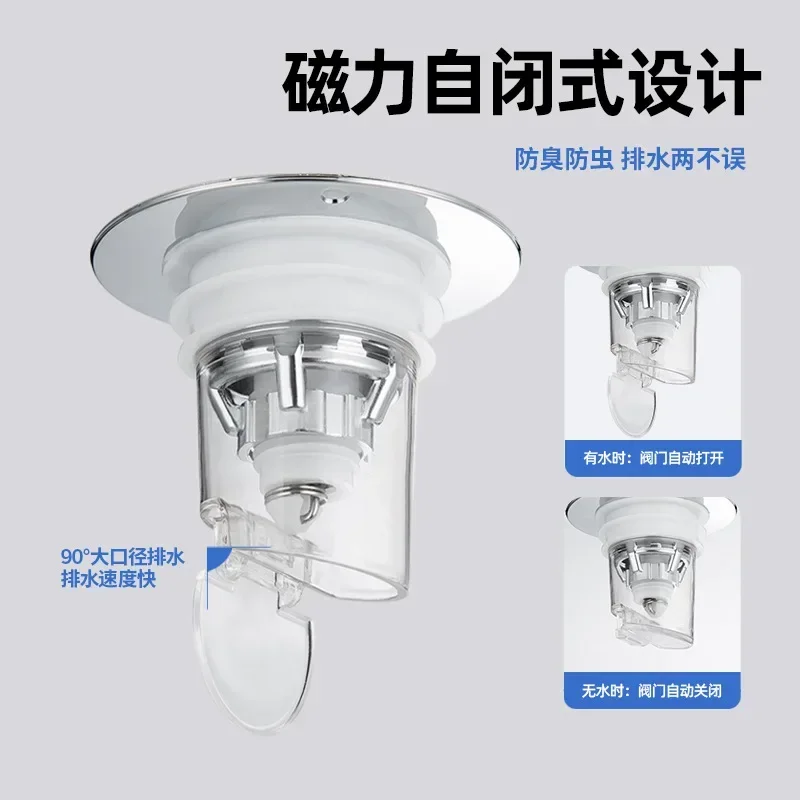 Lavabo antiolor para alcantarillado, núcleo de rebote, tipo prensa de acero inoxidable, tapón de fugas, accesorios para fregadero