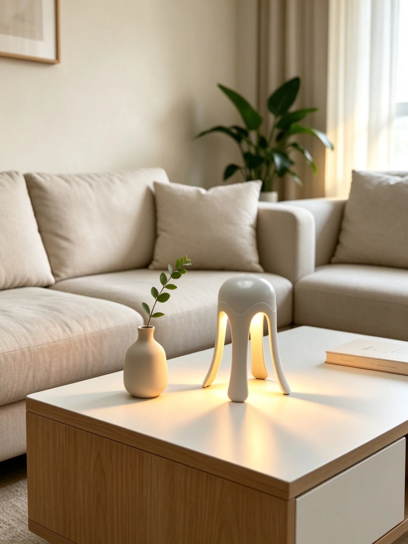 Touch control operation, easy to switch 3 color temperatures of warm light, soft glow creates cozy healing atmosphere.