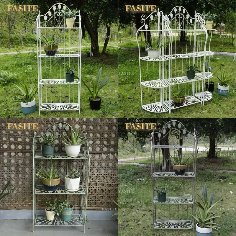 For Wrought Iron Multi Layer Flower Stand Floor to Ceiling Storage Rack Garden Outdoor Balcony Succulent Plant Pot Holder