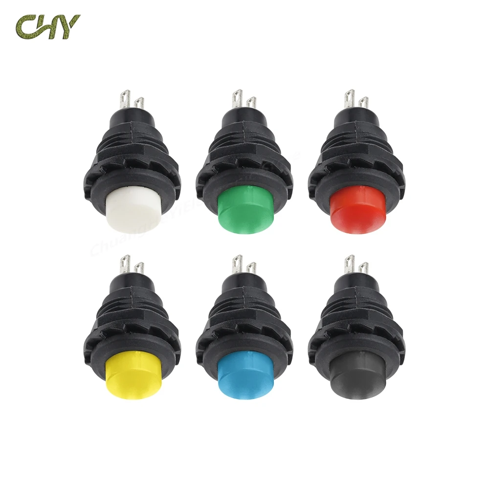 10Pcs/Lot 12mm Round Head Self Resetting Lockless Switch 2A 125VAC DS-502 Short Plastic Button Switch Normally Open Jog Switch