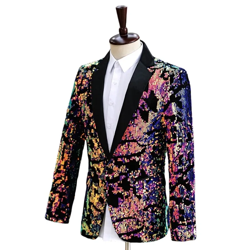 

Fashion Formal Men's Wedding Suit Jacket Shiny Sequins Velvet Blazers Slim Fit Groom Photograph Hosting Evening Party Tuxedo