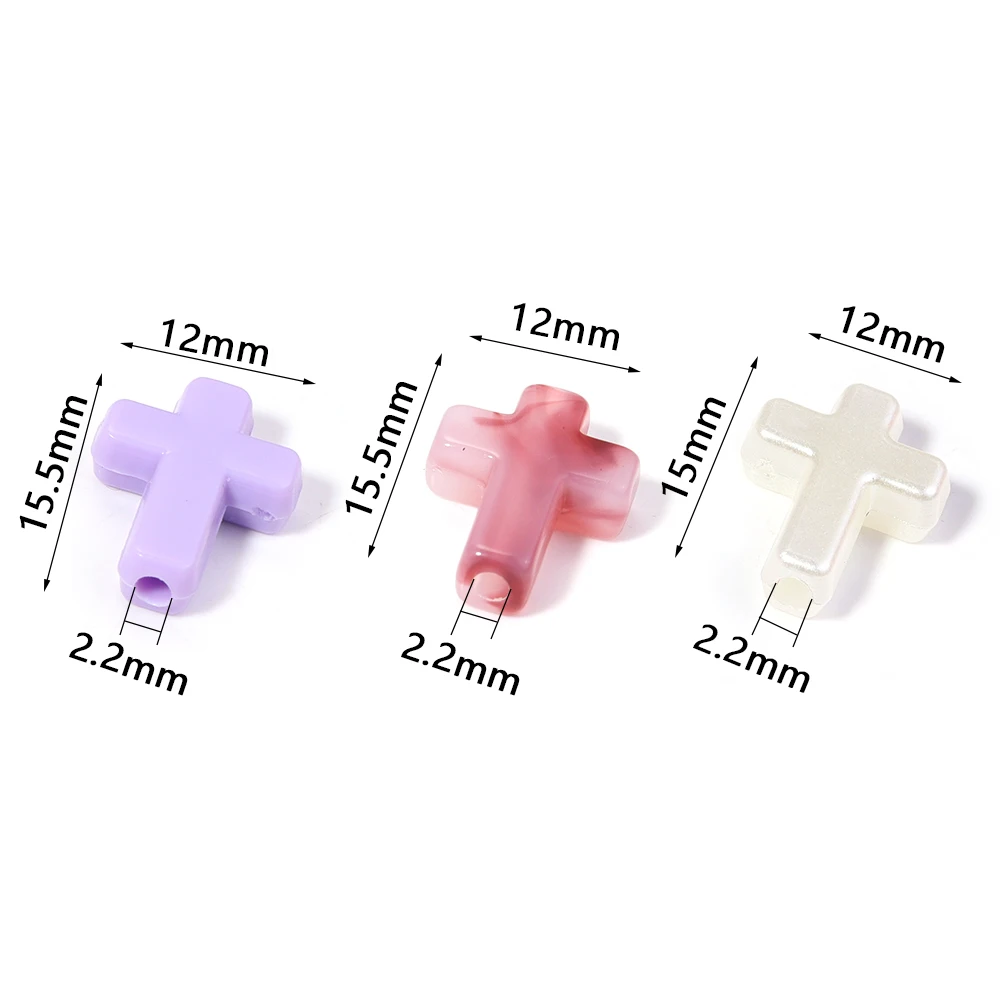 100Pcs/Lot Cross Shaped Acrylic Loose Beads Cream Macaron Color DIY Pendant Jewelry Making Bracelet Materials Accessories image 2