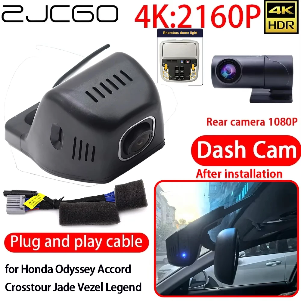 

ZJCGO 4K Car DVR Dash Cam Wifi Sony Lens Front Rear Camera 24h Monitor for Honda Odyssey Accord Crosstour Jade Vezel Legend