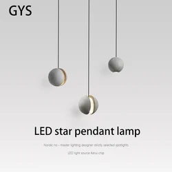 GYS Led Pendant Lamp Cement Small Chandelier Industrial Style Decoration Hanging Lights Bedside Retro Modern Star Fixture 5W