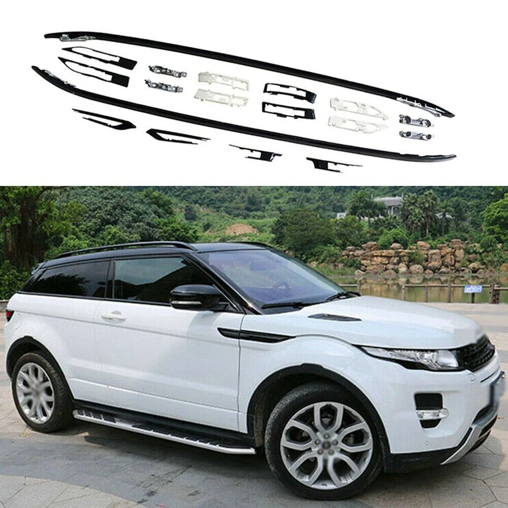 

2PCS Roof Rail Racks Fits for Land Rover Evoque 2012-2018 Cargo Crossbars Luggage Carrier Aluminum Black