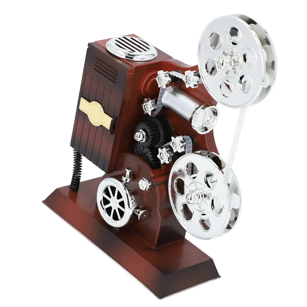ABS Projector Music Box 8.46 X 6.69 X 3.15in Brown ABS Material Music Ornament Projector Desktop Retro Decor Box