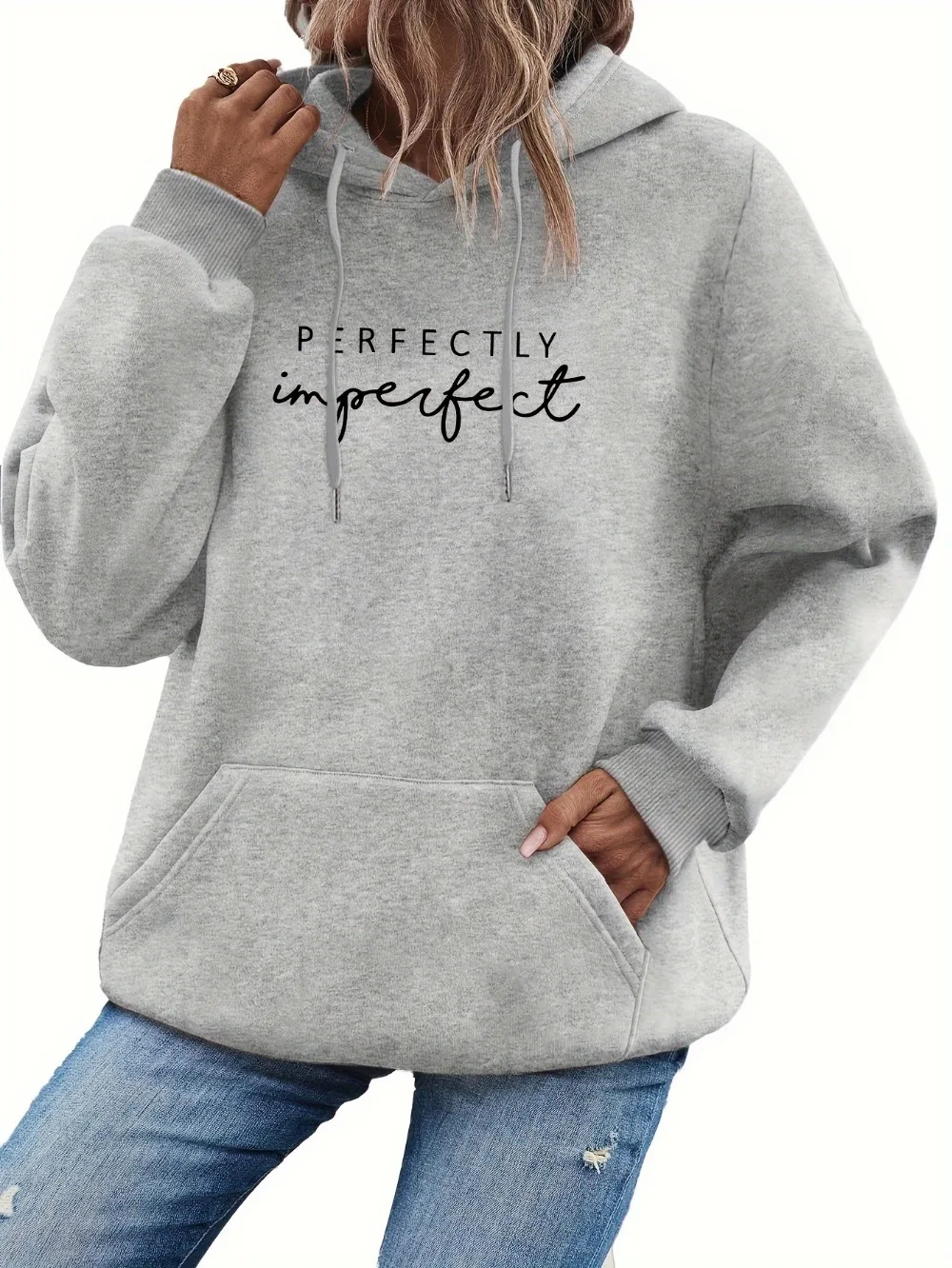 Women\'s Casual Pullover Hoodie with Letter Print Polyester, Long Sleeve Autumn/Winter Fashion Pullover Sweatshirt