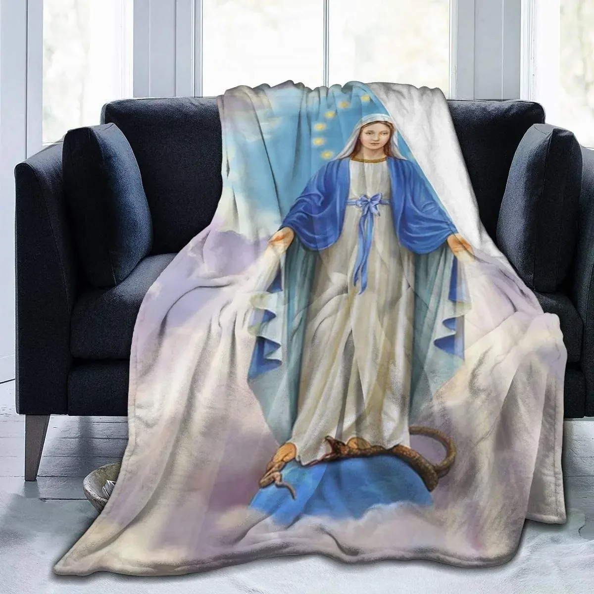 Our Lady of Guadalupe Virgin Mary Throw Blanket Ultra-Soft Micro Fleece Blanket Movies Blanket for Bed Couch Living Room 80x60in