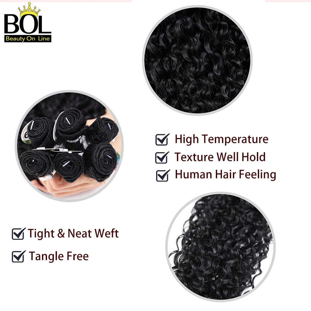 Synthetic Kinky Curly Hair Bundles Long Jerry Curly Hair 26 28Inch Organic Fiber Hair Extensions For Women Heat Resistant Wave view 3