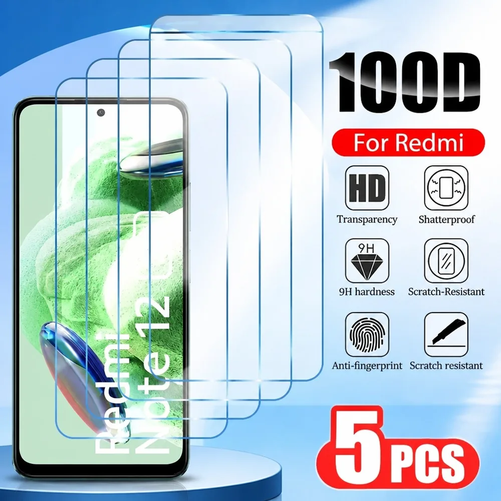5 Stück Panzerglas für Redmi Note 12 12 4G 12S 12 Pro 12 Pro+ Displayschutzfolie für Redmi Note 12 Turbo 12T Pro 11 11 4G 11S HD