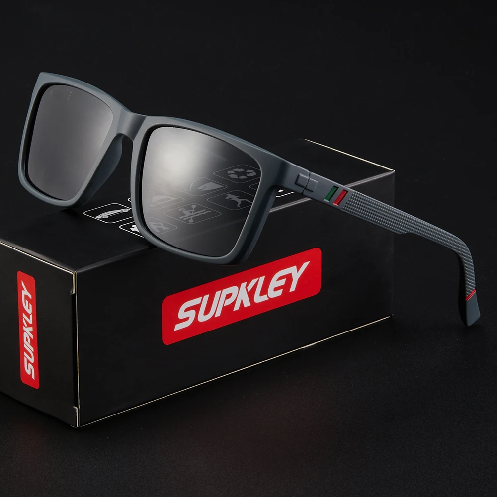 Supkley Design Männer polarisierte Sonnenbrille PC ultraleichte Brille Rahmen Outdoor Männer Frauen klassische Square Drive Radsport Sonnenbrille
