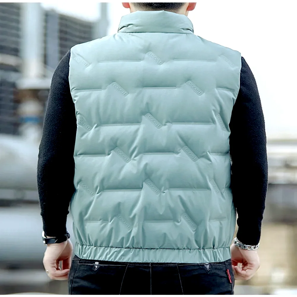 JEEP SPIRIT new winter men down vest fashion stand collar short large size solid color coat casual all-match warm slim waistcoat