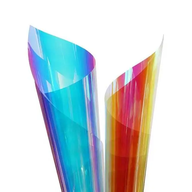 Iridescent Glass-looking Dichroic PET Rainbow Film Iridescent Plastic Film Pink Pet Rainbow