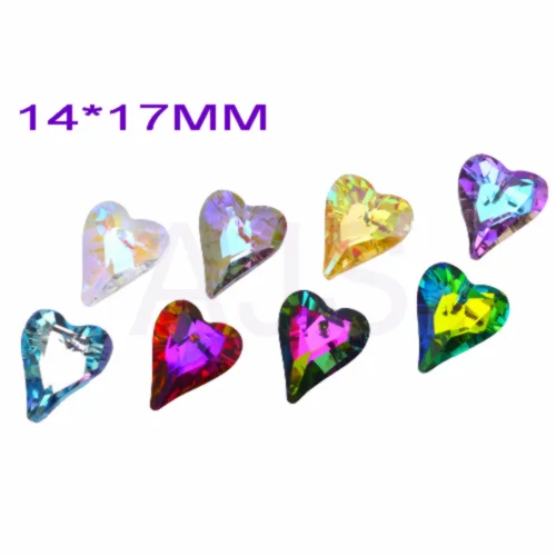 56pcs 14*17MM Pointed Heart Love 6240 Crystal Pendants AB Vitrail Beads Gift Jewelry Necklace Hanging Ornament DIY Free Shipping