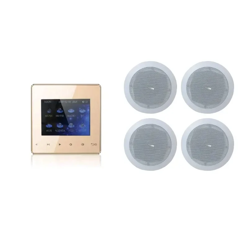 Bluetooth Home Audio System 4 channels 25W mini wall amplifier with 4 PCS 5'' Coaxial Ceiling Speaker