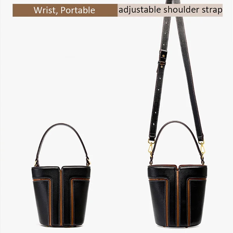 VM FASHION KISS Genuine Leather Women Bucket Bag 2023 Trend Women Shoulder Bag Luxury Design Handbag High Quality Messenger Bags