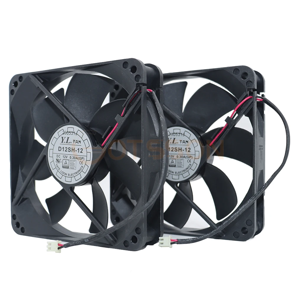 Free Shipping 2PCS new Original for D12SH-12 12025 120x120x25mm DC 12V 0.30A cooling fan 12CM Power box fan