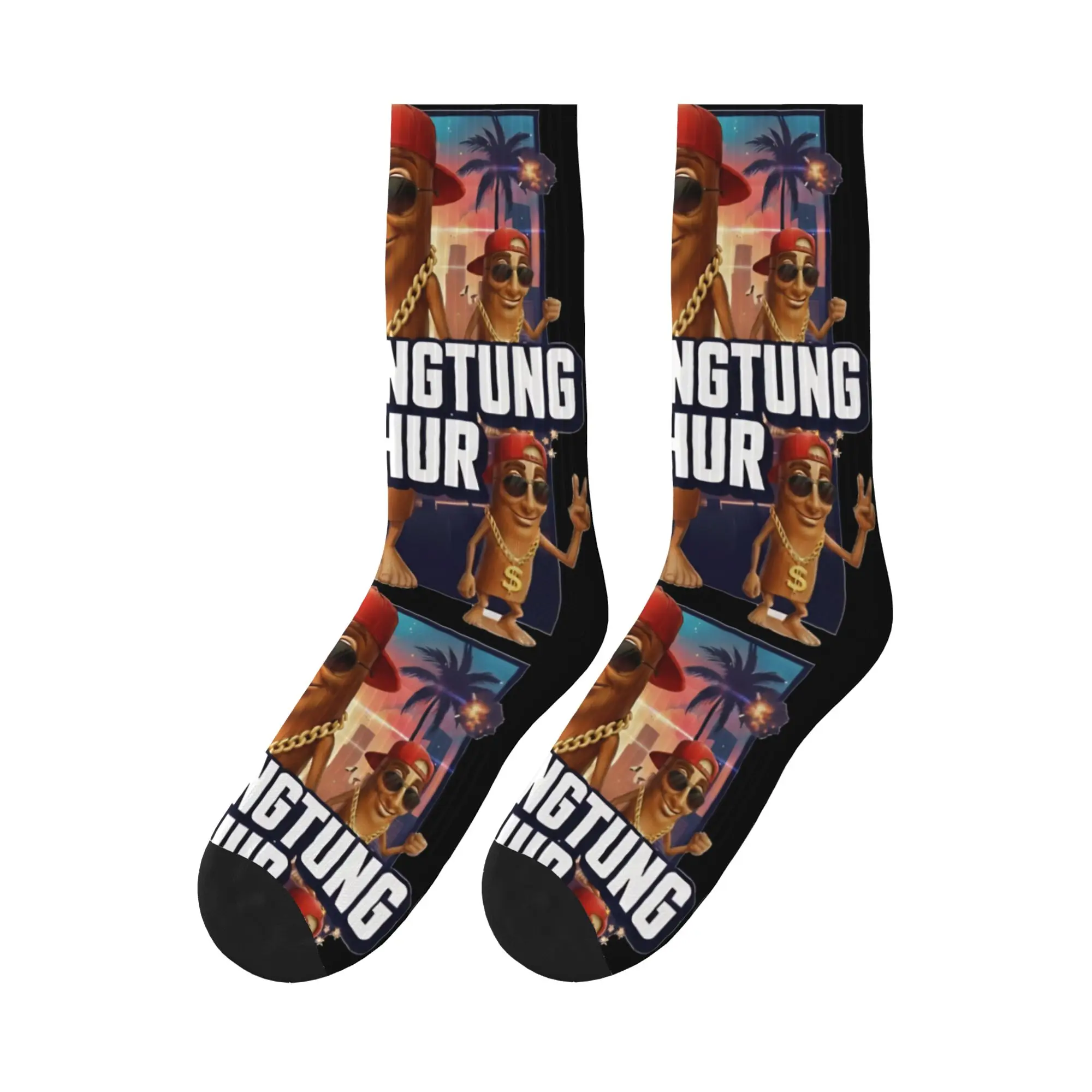 

Funny Tung Tung Tung Sahur Socks Custom Stockings Anti Bacterial Men's Socks Comfortable Winter Harajuku Cycling Socks