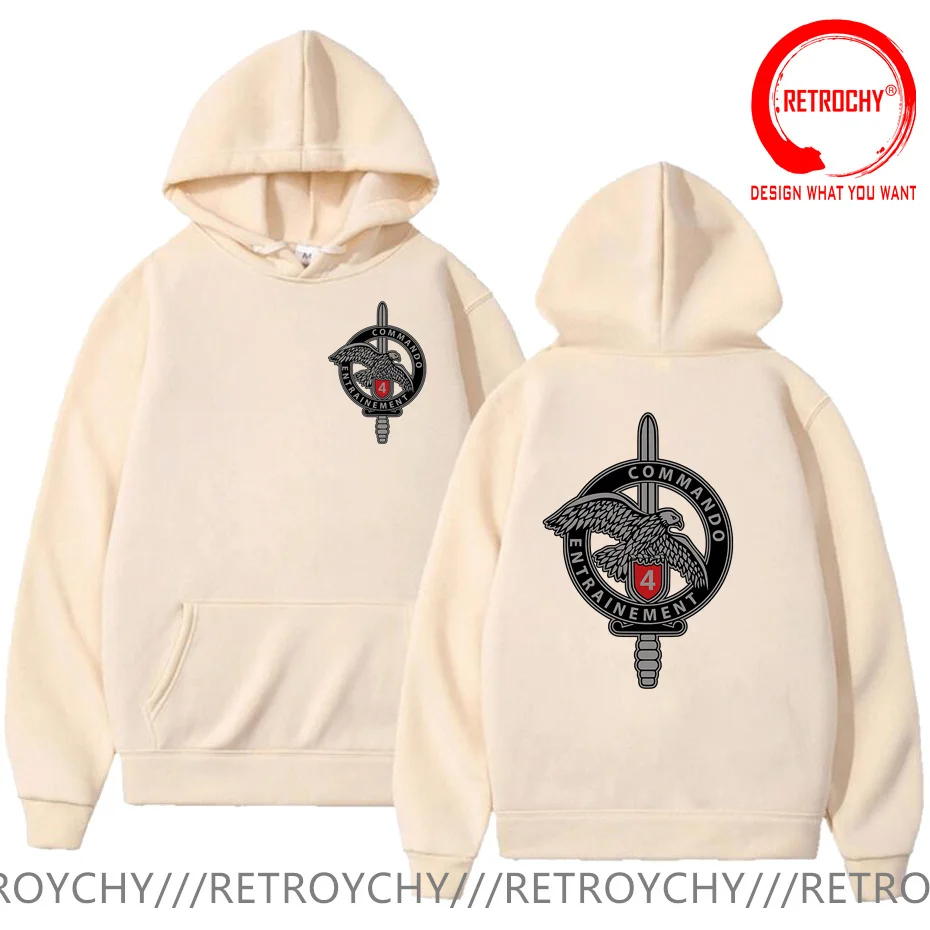 French Commando Training Badge 4 Essential Hoodies Men'S Fashion Clothes Sport Fleece Streetwear Oversized Casual Sweatshirts