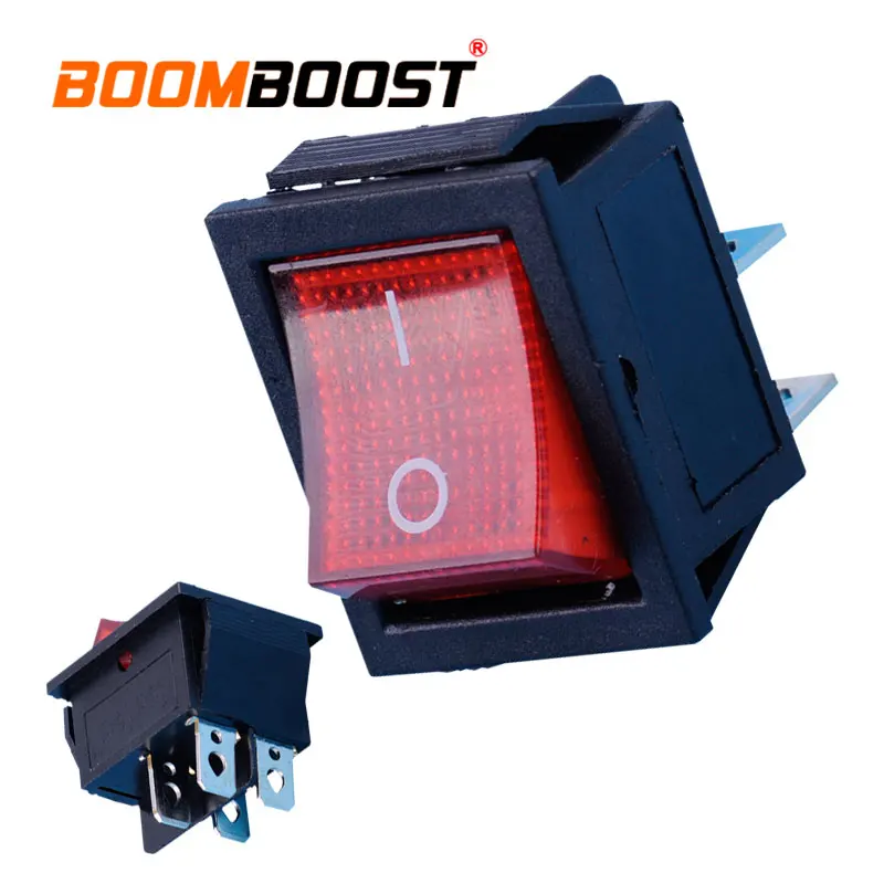 2 Position 4Pin On‑Off Rocker Switch Red Indicator Light Snap‑in Power Control For Car Motorbike Boat Marine 110‑220V AC Switch