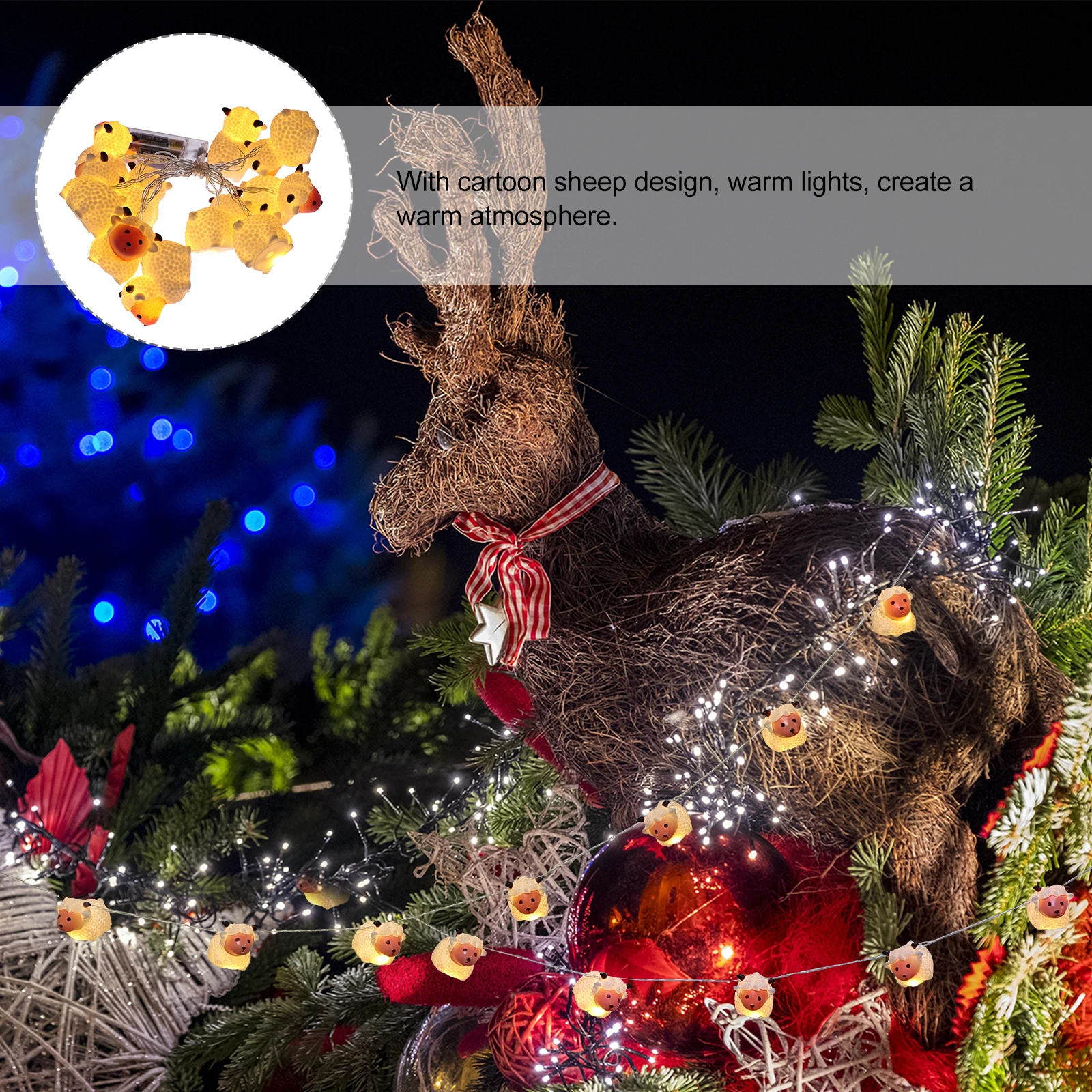 

1 set 1 Set Cartoon Sheep Led String Lights For Home Party Decor Festive Hanging Light Garden Yard Decoration Unique Night Lamp
