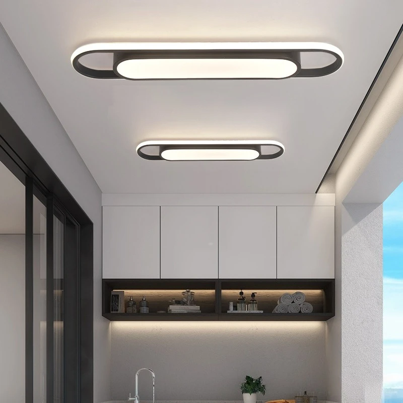 90~260V Rectangular LED Ceiling Light, Modern Minimalist Strip Lamp, Home Decor Lighting for Corridor Entrance Balcony Stairwell