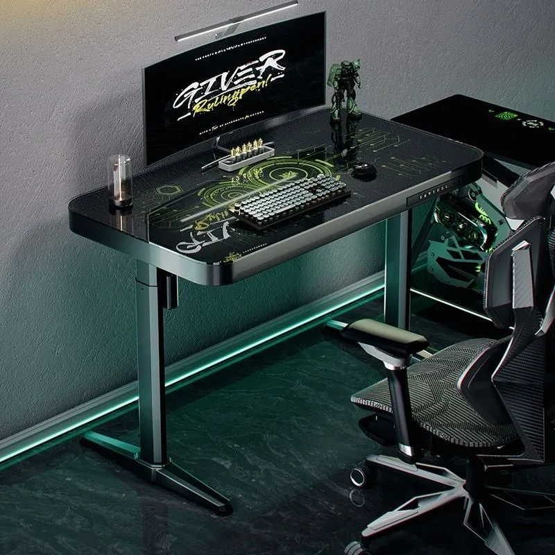 Tempered glass light electric lifting table workbench, technology-sensitive e-sports