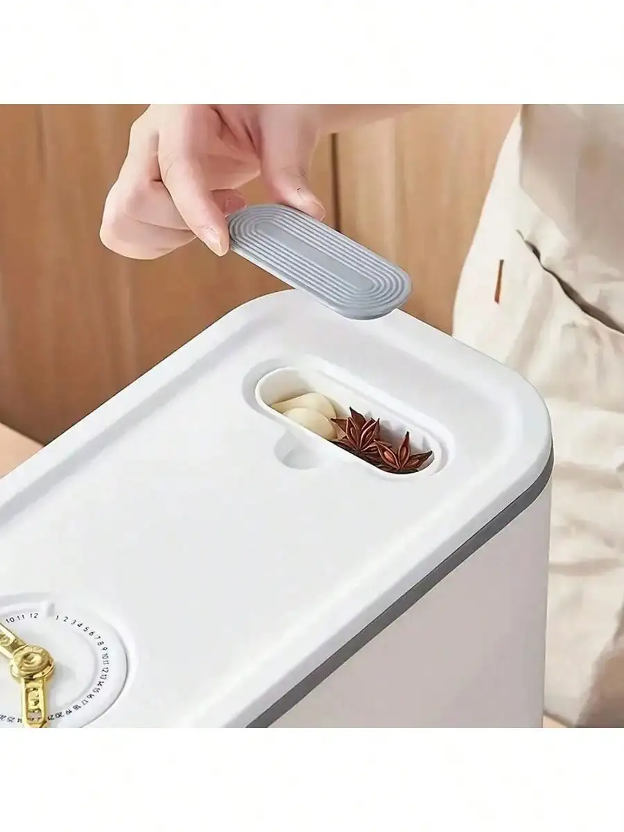 22 Lbs Rice Dispenser, Rice Storage Container with Measuring Cup, Upgraded Lid with Time Dials & Built‑in Fresh‑Keeping Box, Transparent Rice Bin for Home Kitchen Pantry, Green & Gray, Stores 22 / 11 Lbs Rice, Ideal for Thanksgiving, Christmas & New Year