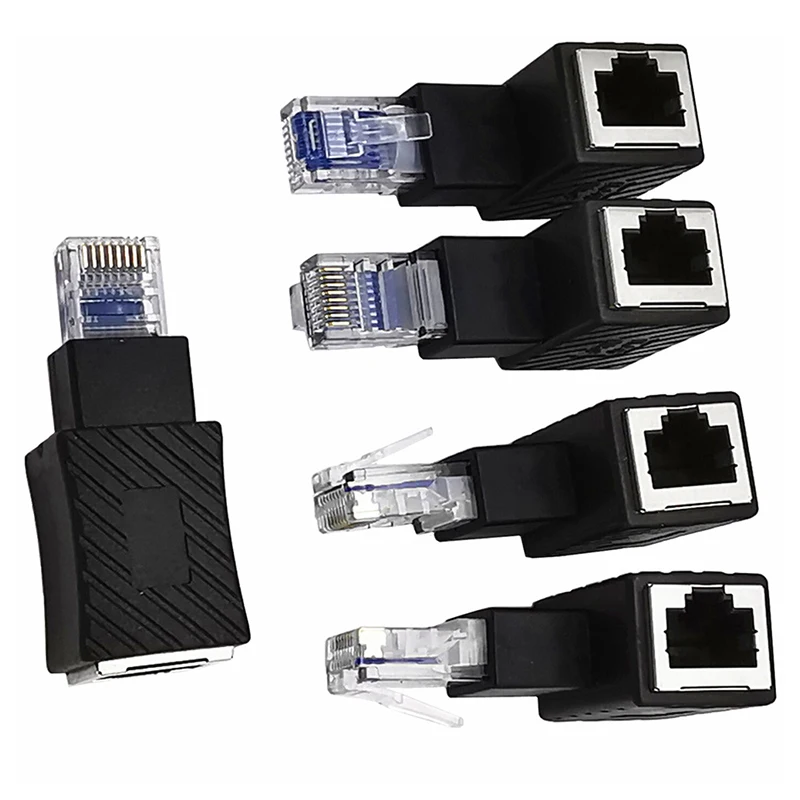 1pcs RJ45 Male To Female Converter 90 Degree Extension Adapter for Cat5 Cat6 LAN Ethernet Network Cable Connector Extender