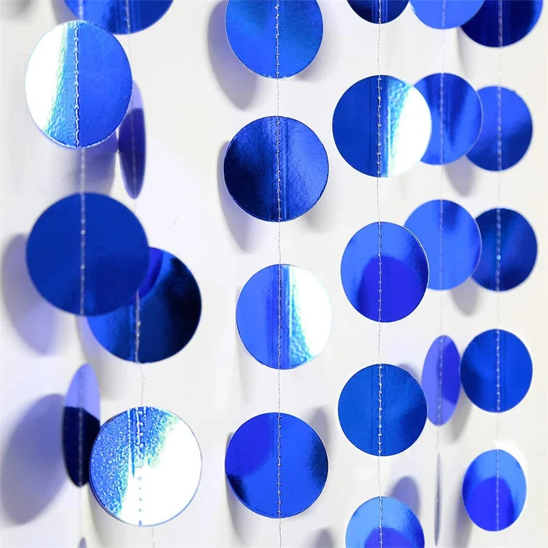 Royal Blue Graduation Decorations Circle Dots Garland Paper Hanging Polk Dot Streamer Baby Shower Gender Reveal Boy Party Banner