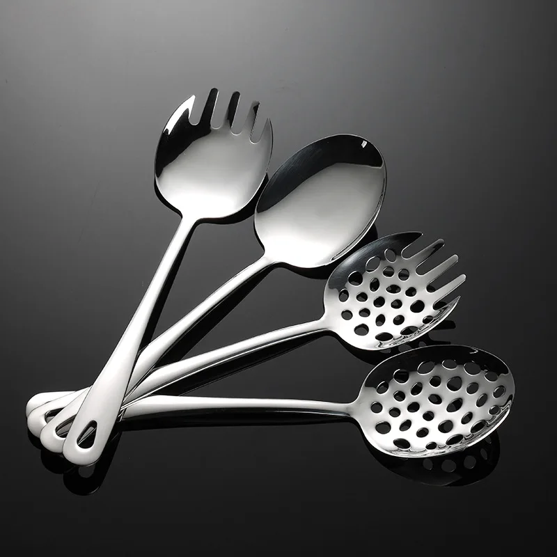 304 Stainless Steel Public Spoon Colander Fork Hanging Hot Pot Serving Spoons Oil Filter Salad Fork Kitchen Table Service