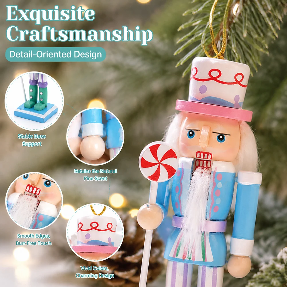 12CM Christmas Nutcracker Soldier Puppet Candy Series Combination Craft Christmas Tree Pendant Family Festival Decoration Gift