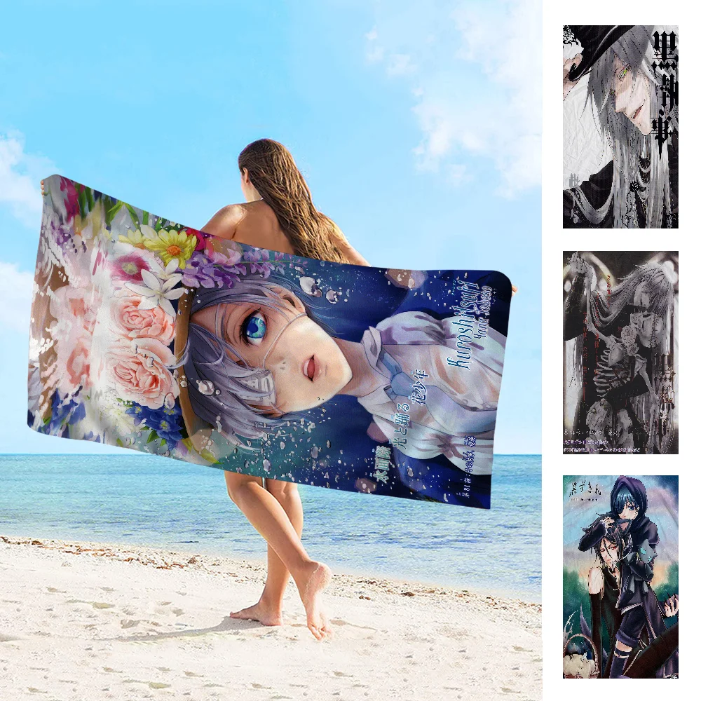 

Black Butler Cartoon Beach Towel Cute Kawaii Room Decor Bath Girls Children Hand Towels For Bathroom Shower