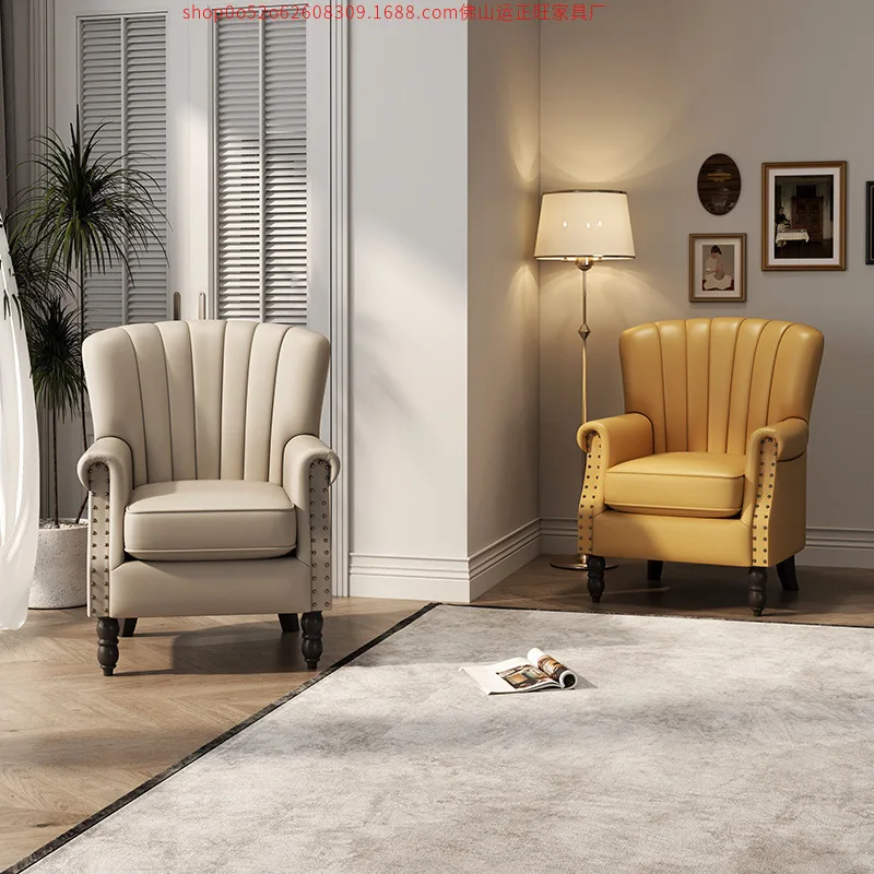HYS American bedroom single sofa simple living room modern coffee small apartment Nordic balcony fabric sofa