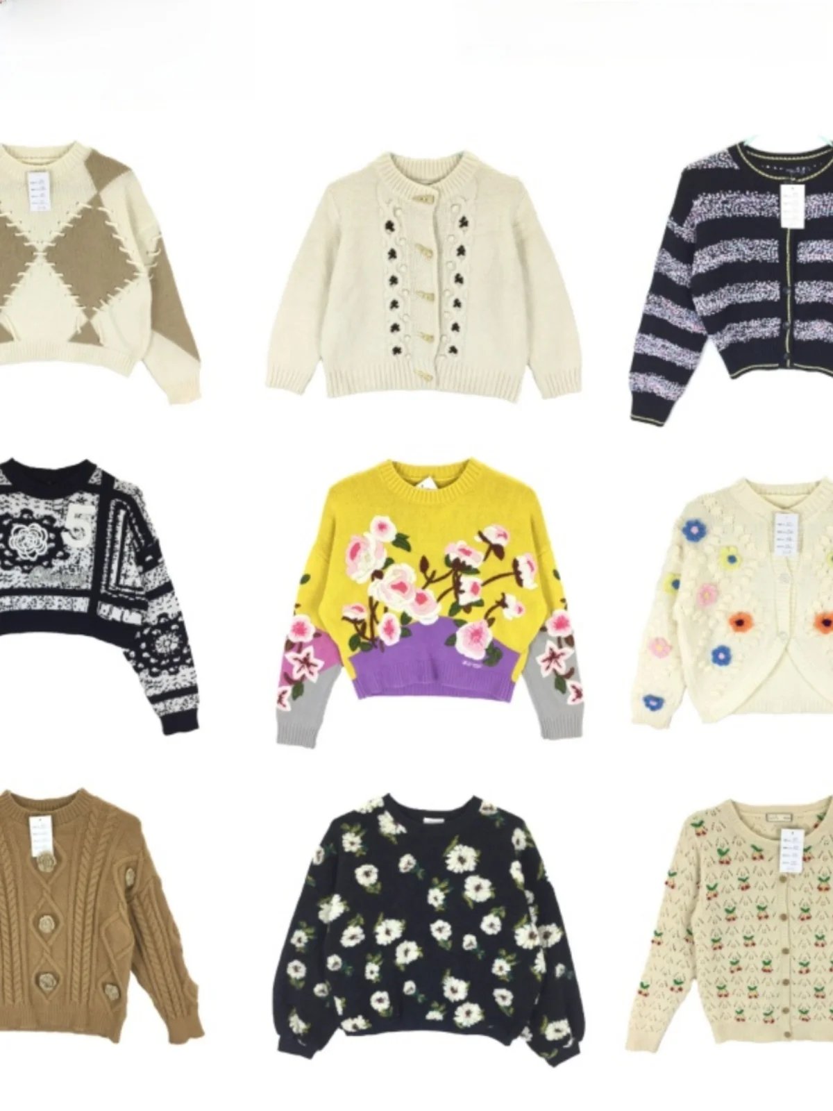 

Винтажный вязаный свитер с вышивкой, свободный крой, круглый Ne Girl Pattern Overhead, зимний теплый модный женский свитер для поездок на работу