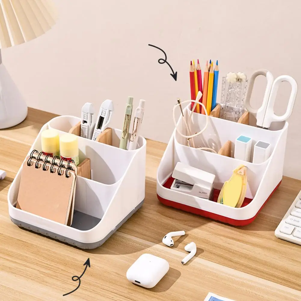 Desktop Storage Box Wooden Remote Control Scissors Phone Glasses Stationery Storage Case Home Office Sundries Organizer 사물함