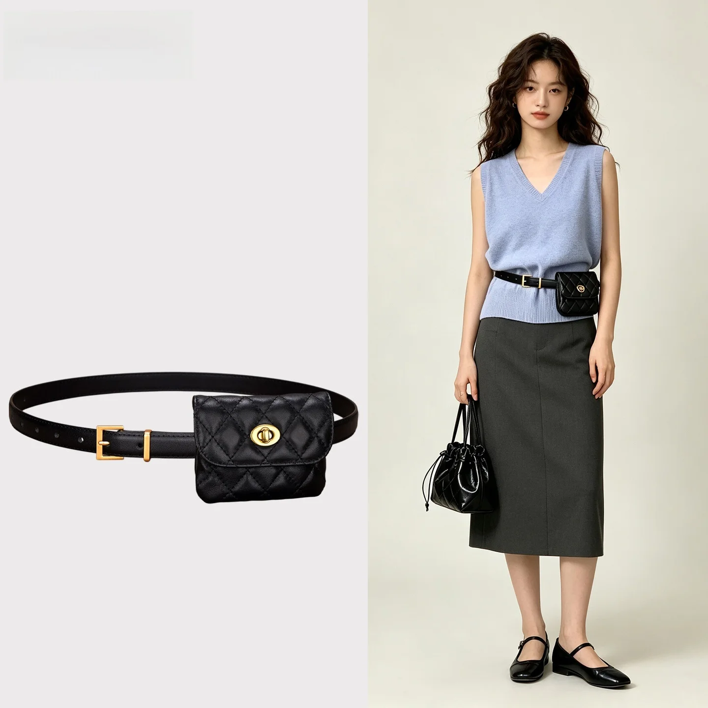 2026-new-elegant-diamond-pattern-lambskin-waist-bag-women's-decorative-skirt-jeans-high-end-feeling-belt-vintage-style