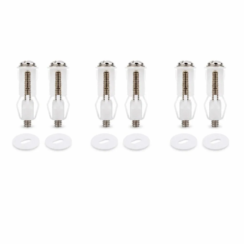 3 Pairs ABS Plastic Expander Toilet Seat Screw Set Top Mount Blind Hole Fixings Toilet Seat Fixings Kit Stainless Steel Bolts