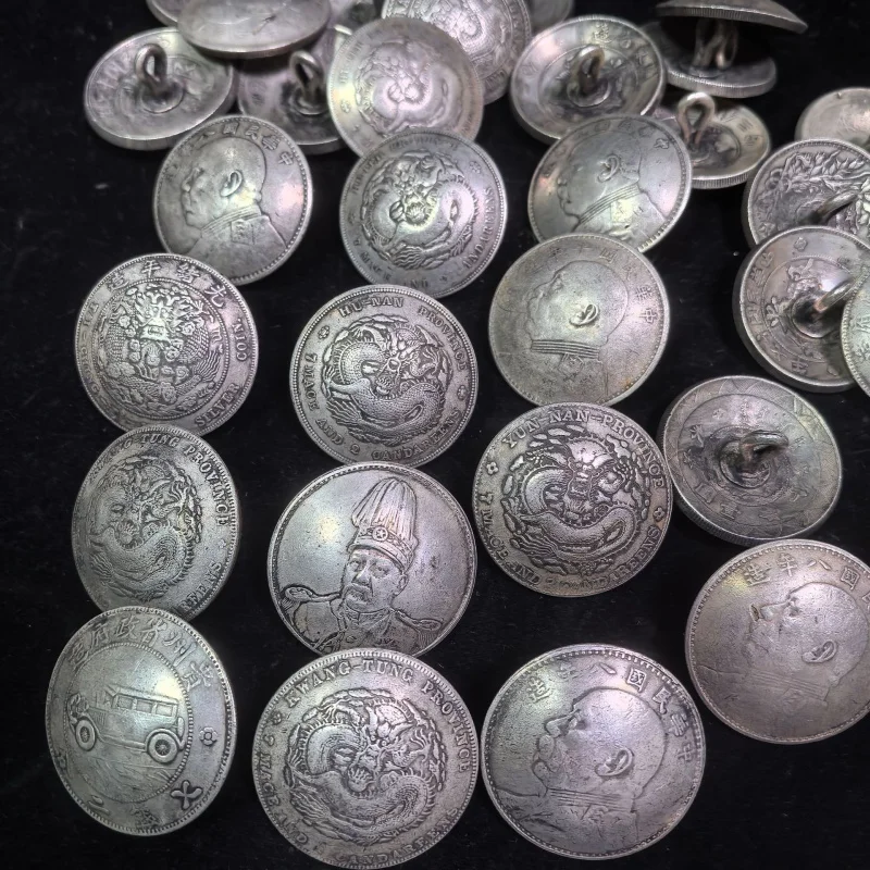 Antique Old-fashioned Guangxu Yuanbao Various Provinces Random One Yuan Silver Coin Button Accessories