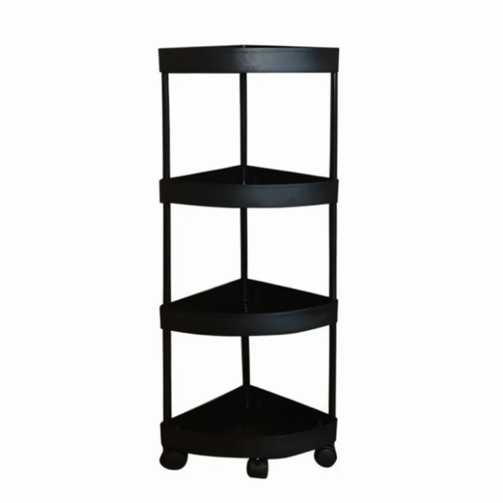 Multi-Tier Corner Storage Rack with Wheels Large Capacity Mobile Storage Rack Triangle Detachable Tiers Bathroom Storage Rack