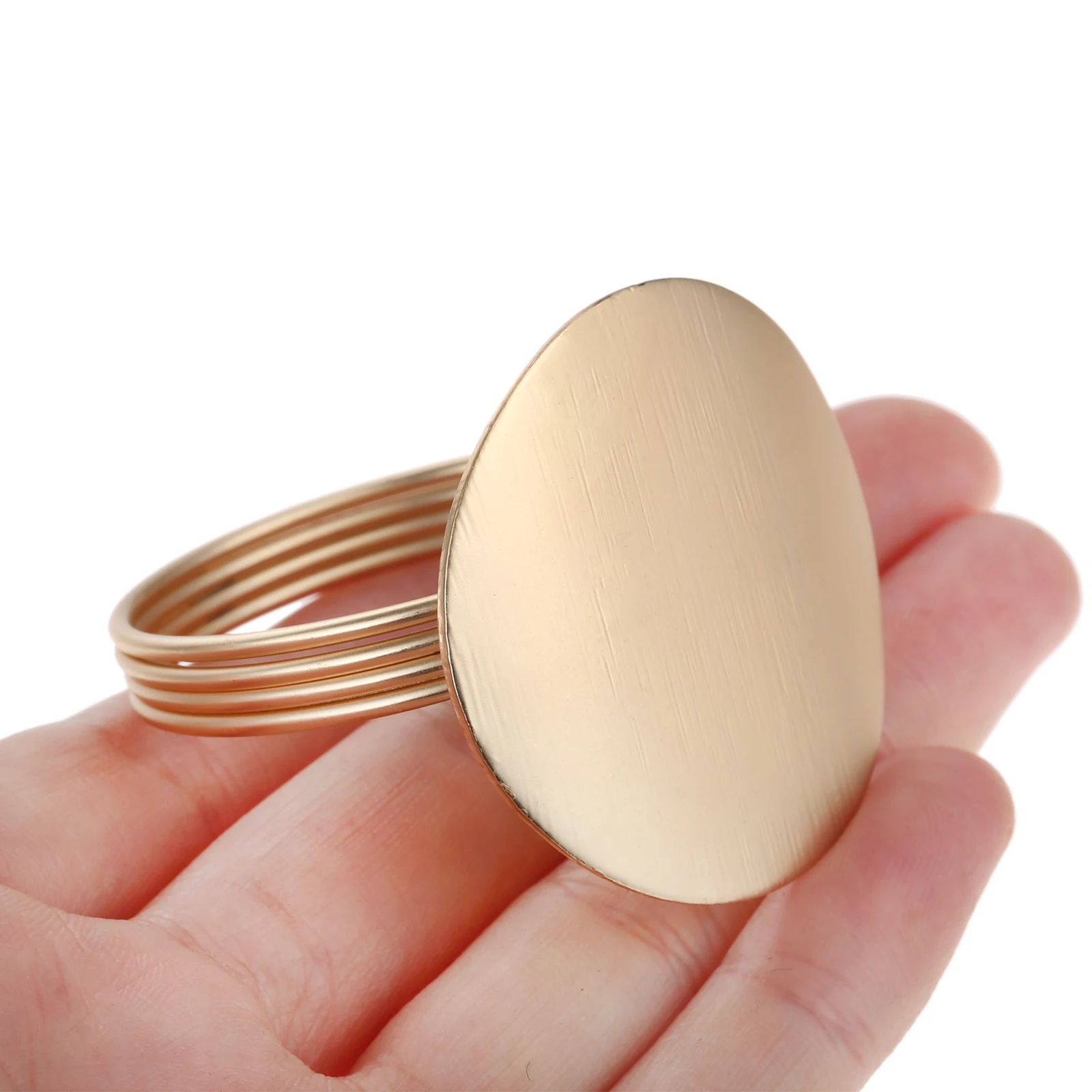 6pcs Napkin Ring Simple Nordic Round Towel HolderMatte Gold  Minimalist Metal Button Modern Table Ornament Wedding Party Decor