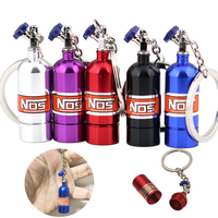 Creative NOS Turbo Nitrogen Bottle Keychain Mini Metal Auto Pendant Keyfob Vehicle Keyrings Car Motorcycle Accessory Key Holder