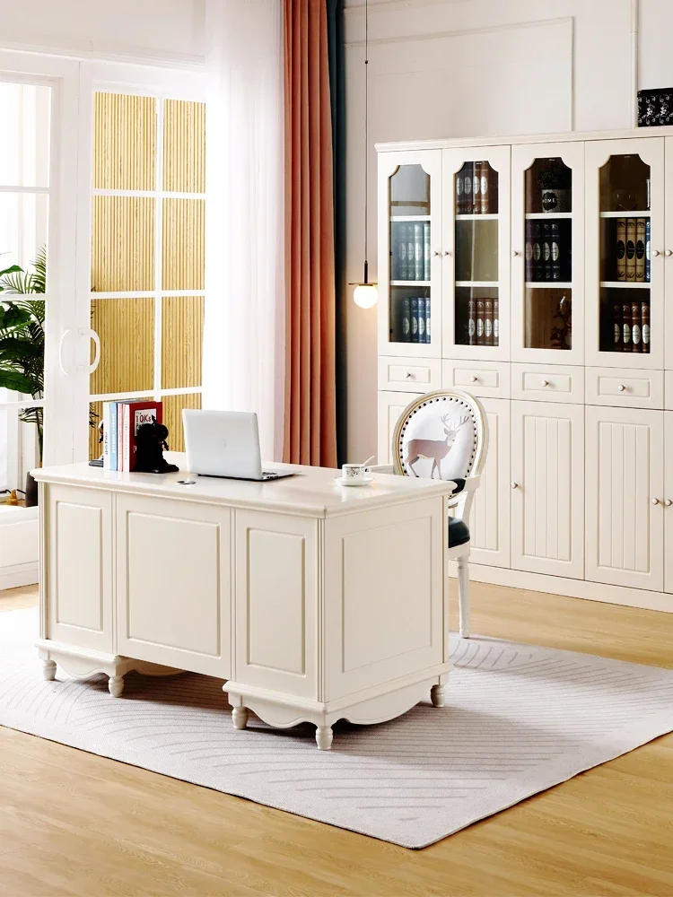 Bedroom desk white American desk oak solid wood study furniture set combination calligraphy desk multi-size.