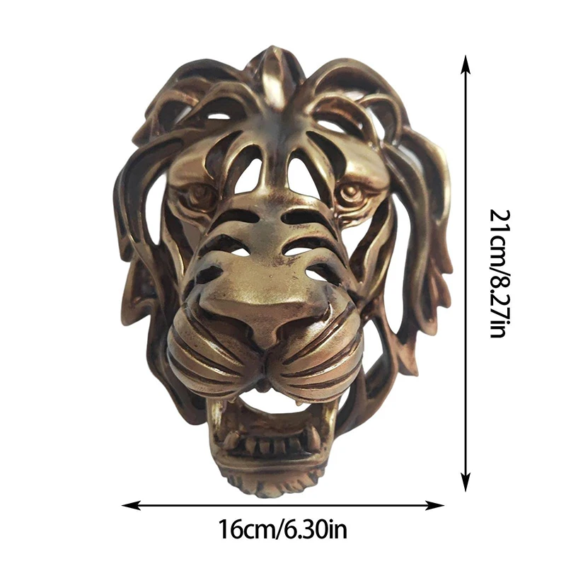 Lion Head Shape Wall Mounted Art Sculpture Gold Resin Luxury Animal Head Pendant Wall Hanging Bedroom Indoor Home Decorations