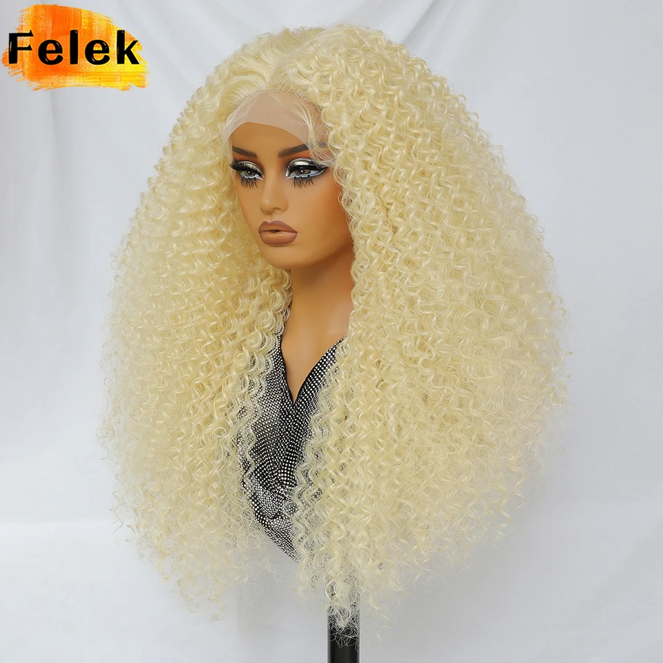 

Ombre Blonde Jerry Curl Синтетические кружевные парики 24 дюйма Кудрявые вьющиеся парики для афро-женщин 613 Черный предварительно сорванный парик фронта шнурка Latisha