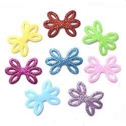 40Pcs 24*33mm Mixed Glitter Fabric Patches Bowknot Felt Applique for Craft/Clothes DIY Scrapbooking Accessories