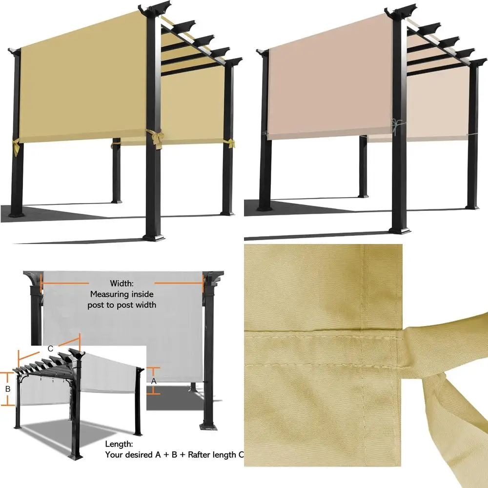 

Universal Replacement Waterproof Pergola Cover - 12 Feet Long x 9 Feet Wide, Sand Color, Durable Outdoor Canopy