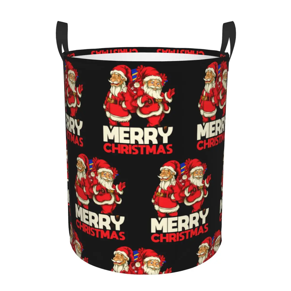 Humor Santa Claus Merry Christmas Laundry Basket Collapsible Happy Holidays Baby Hamper for Nursery Toys Organizer Storage Bins