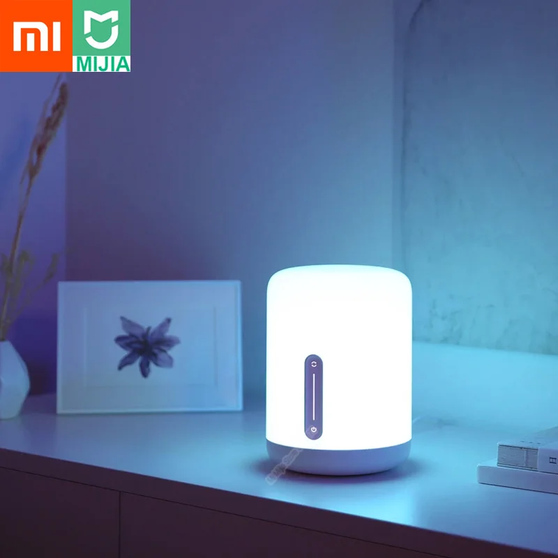 

Прикроватная лампа Xiaomi Mijia, 2 умных настольных светодиодных ночника, красочный, 400 люмен, Bluetooth, Wi-Fi, сенсорное управление для Apple HomeKit Siri